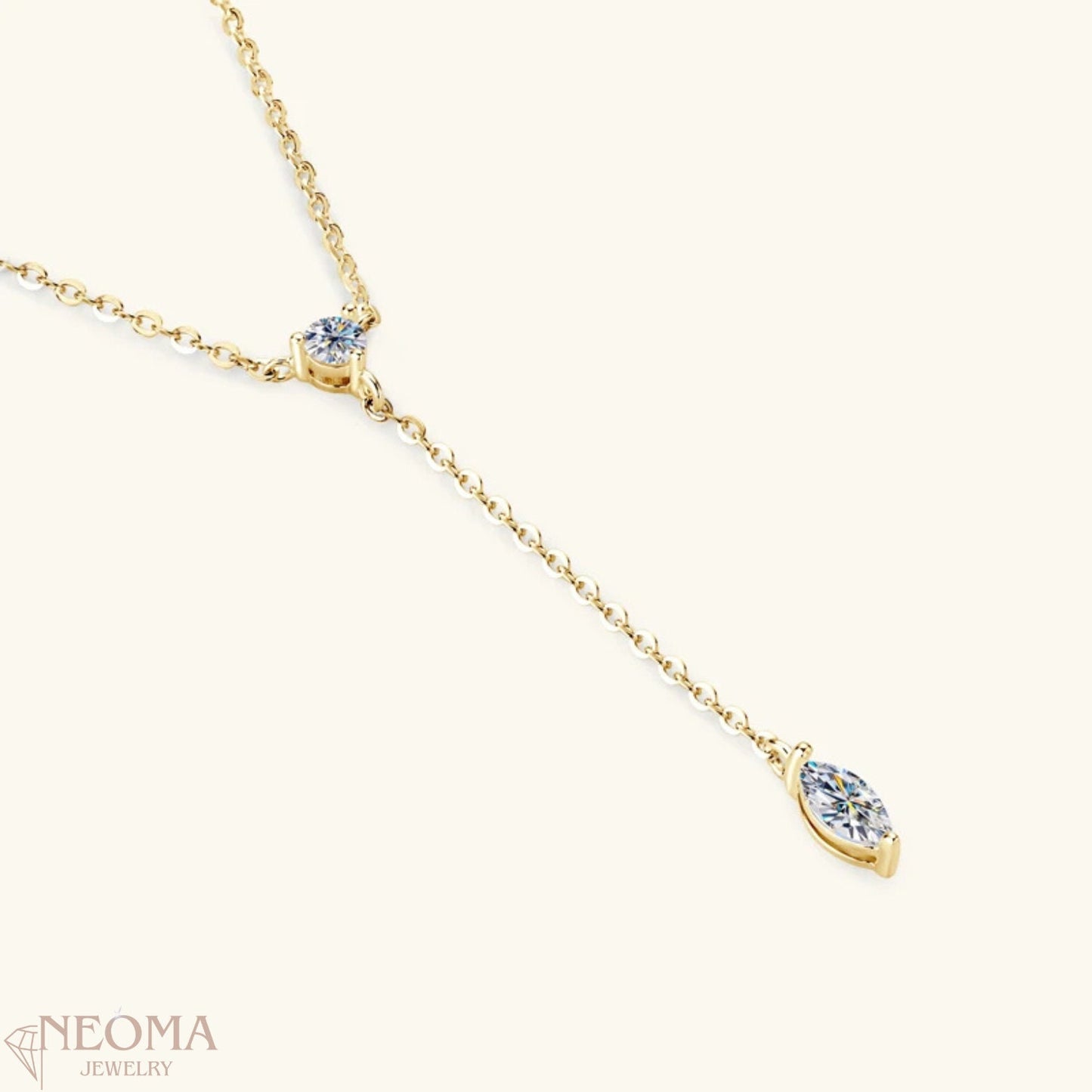  Moissanite Marquise Pendant Necklace - Y Shape Chain Necklace SETUxNEOMA