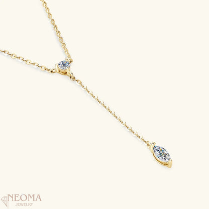 Moissanite Marquise Pendant Necklace - Y Shape Chain Necklace - SETUxNEOMA  