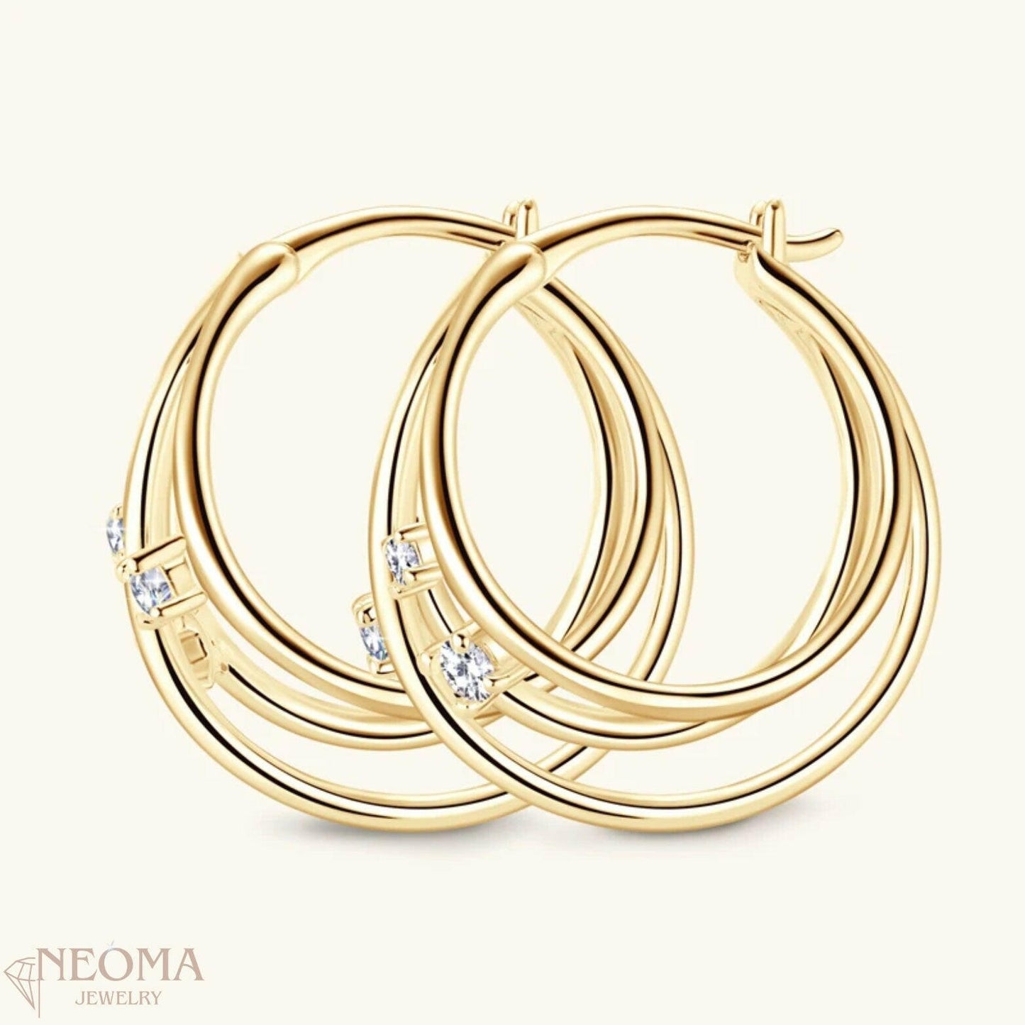 Moissanite Triple Hoop Earrings - SETUxNEOMA  