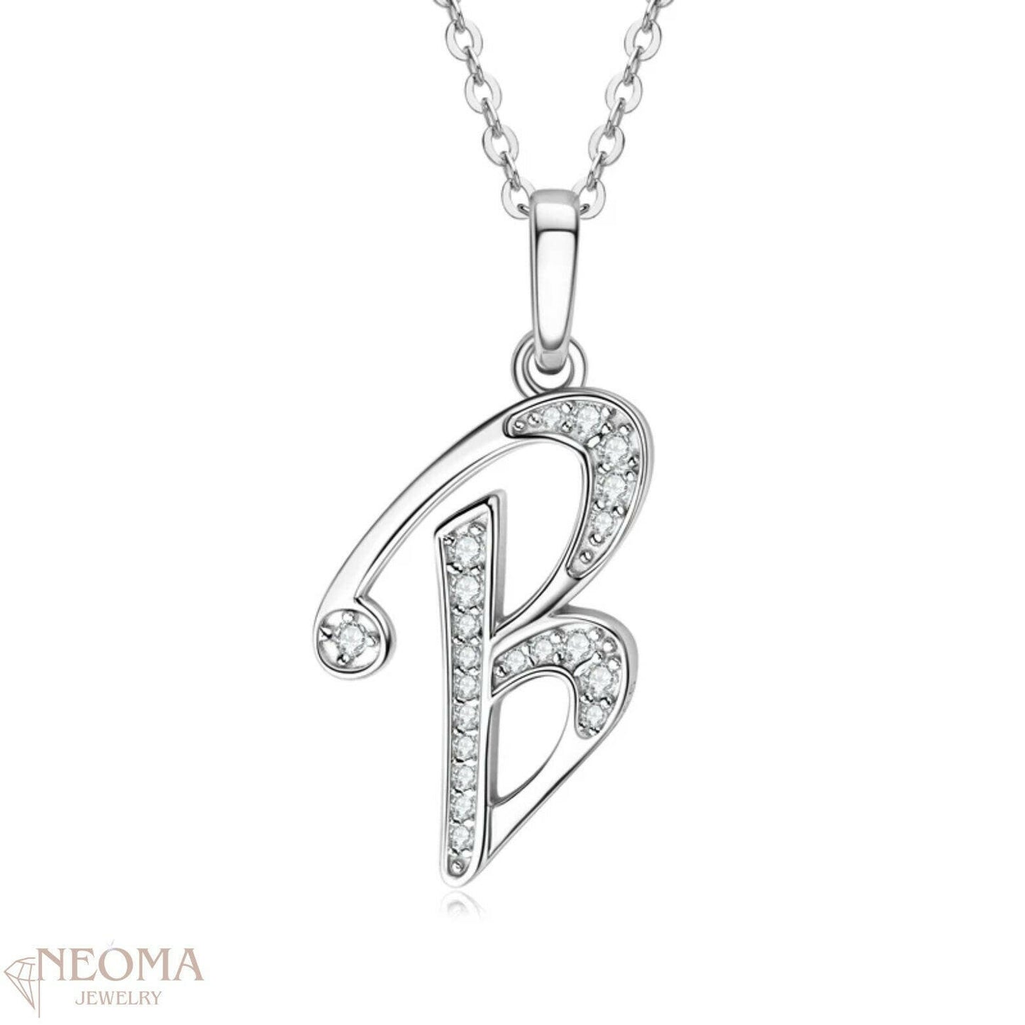  Pave Letter Pendant Necklace - Moissanite Initial Choker SETUxNEOMA