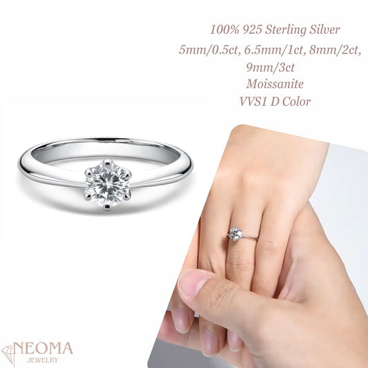 Simple Promise Ring Band  Solitaire Moissanite Engagement Ring Ladies Ring - SETUxNEOMA  