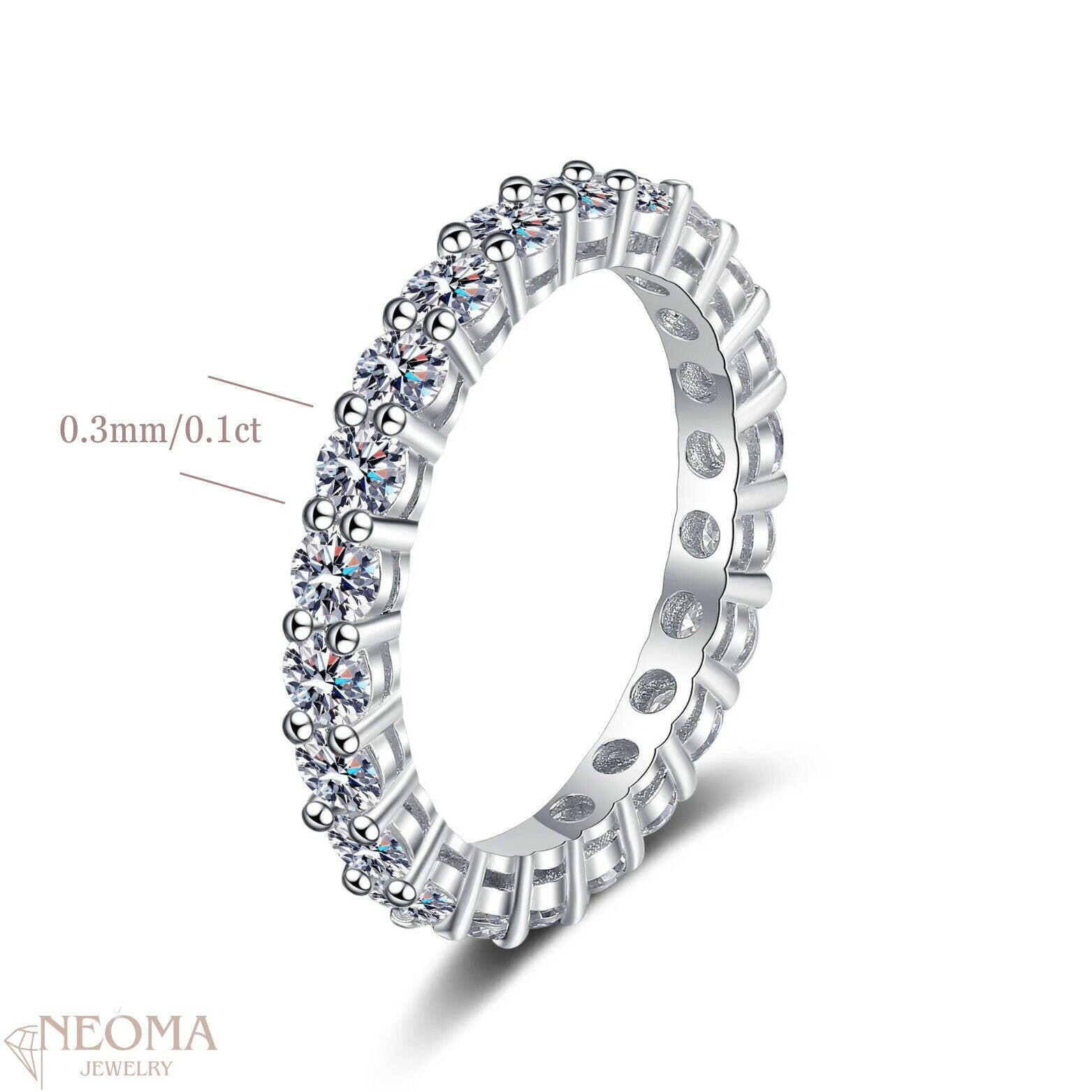 925 Sterling Silver Moissanite Full Eternity Band Ring - SETUxNEOMA  