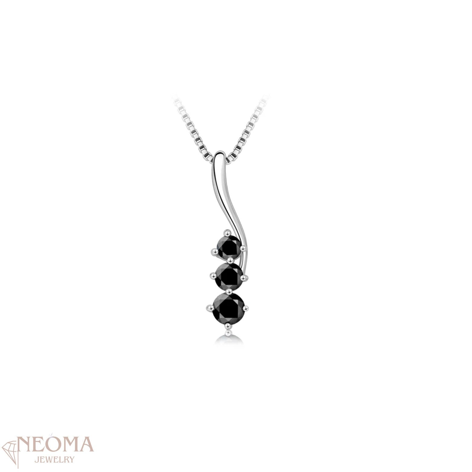  Three Stones Moissanite Pendant Necklace - Wave Design SETUxNEOMA