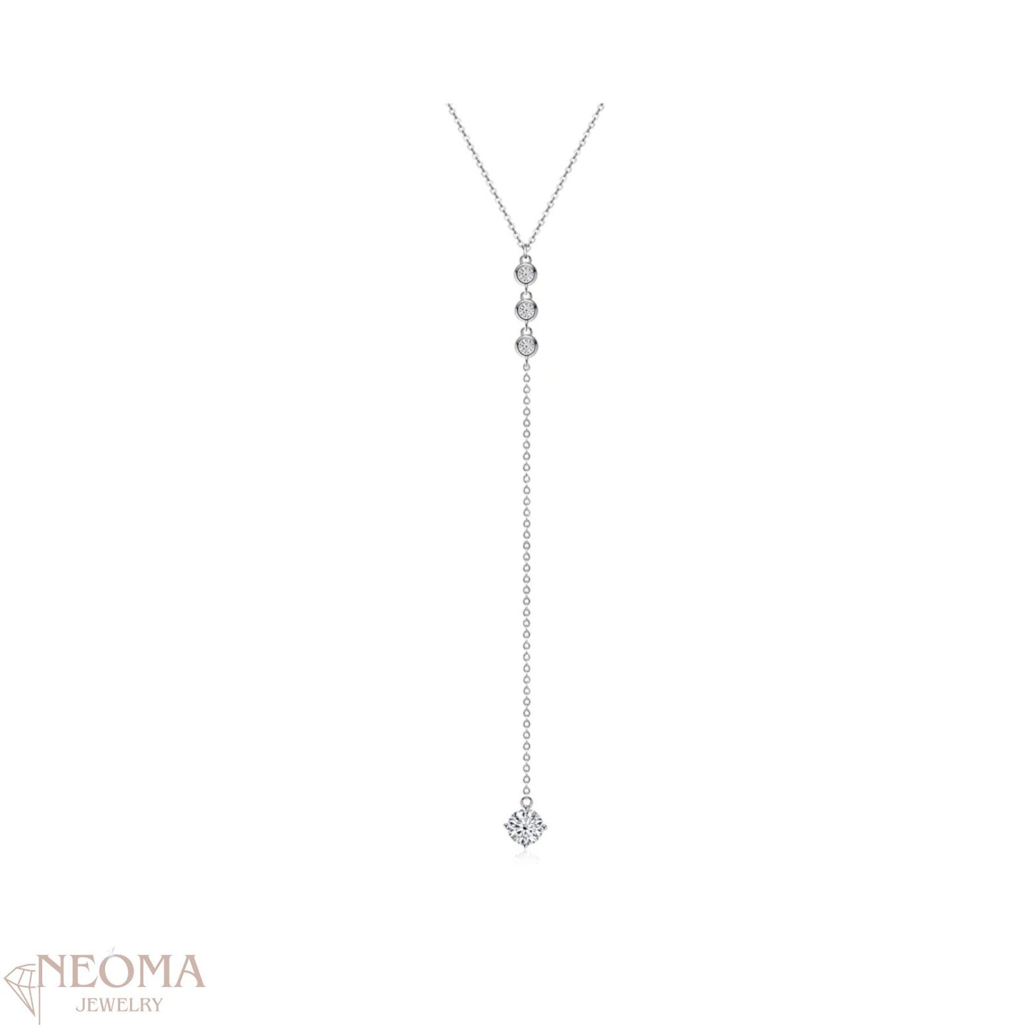  Y Shape Moissanite Lariat Pendant Necklace in Sterling Silver SETUxNEOMA